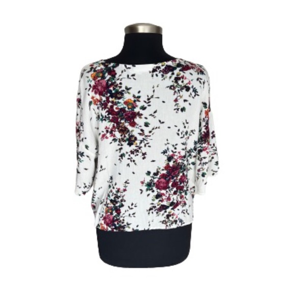 LUQ Rhee Tie FrontTop White Multicolor Floral Size XL - Picture 4 of 5